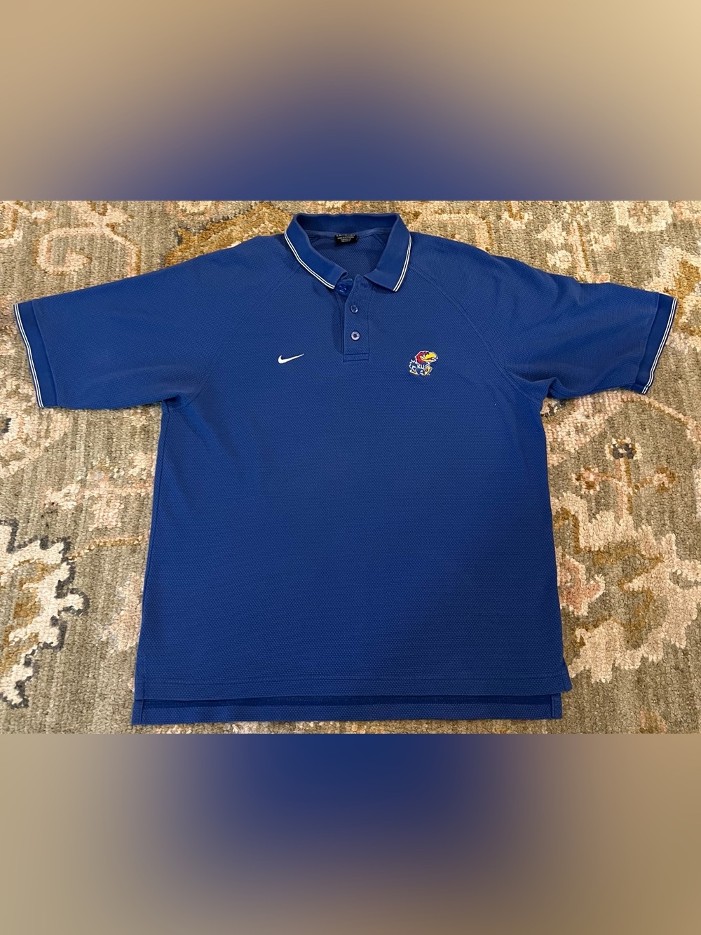 Kansas Jayhawks Vintage Nike Polo Men’s Size Medium Color Blue